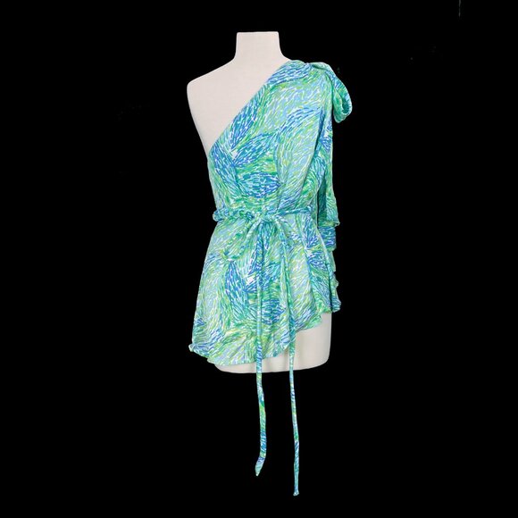 Kleid For Her Salwa Blouse Top Womens S One-shoulder Green Blue Spring S… - Picture 6 of 6